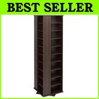 Espresso Revolving Media Cabinet for CDs, DVDs, Blu-Ray