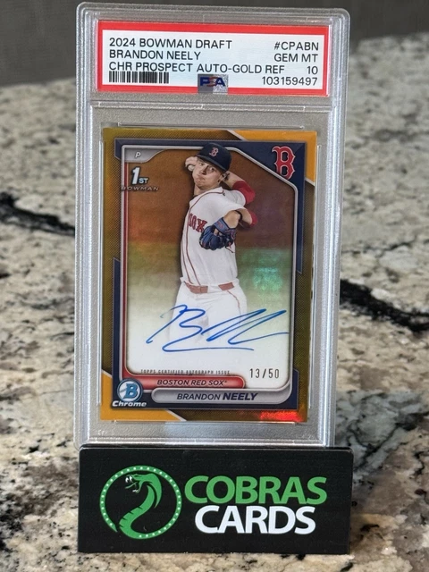 2024 Bowman Draft Chrome Brandon Neely 1st Prospects Auto Gold /50 PSA 10