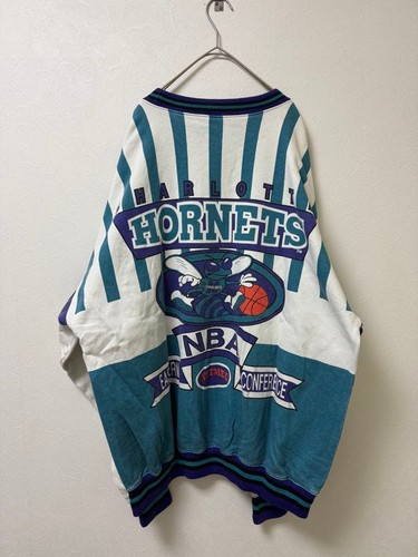 NBA Hornets Sweatshirt XL - Rare 80s 90s Design Slight Stains - Picture 5 of 10