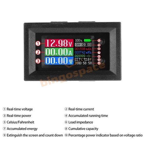 Multimeter DC4-30V Power Tester Voltage Current Capacity Meter 10A - Picture 5 of 18