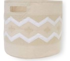 Beige Fabric Round Boho Nursery Toy Storage Basket, 13"x12", Organizer Bin