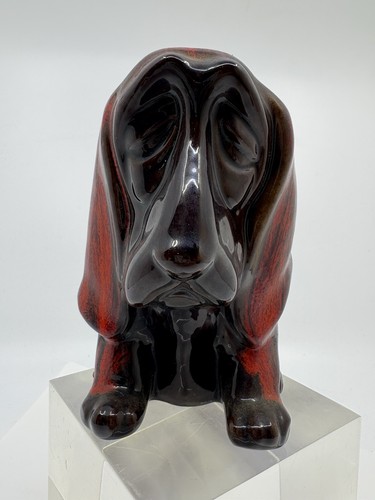 Vintage Canuck Keramik rot Basset Hound Hundebank mit Original Stopfen lesen* - Bild 1 von 7