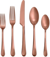 Mirabella Satin Flatware Set, 20 Piece, Copper