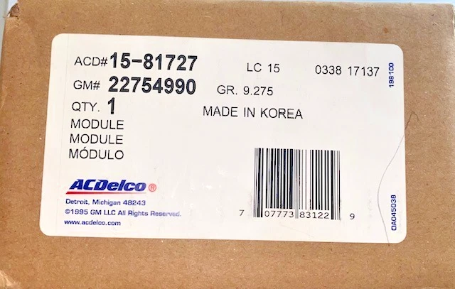 2004-2016 年通用 BLOWER 发动机控制模块,全新正品原始设备制造商零件,P/N 2274990 — 第 3/4 张图片