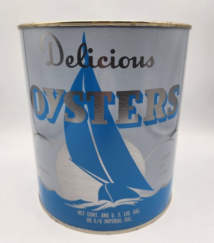 RAR Vintage "Delicious Oysters Brand" 1 Gallone Blechdose - Chincoteague, Va