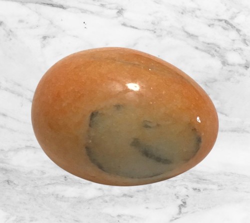 Vintage Marble Alabaster Eggs Lot Of 3 Easter Spring Decor Orange Browns Blue - Picture 2 of 10