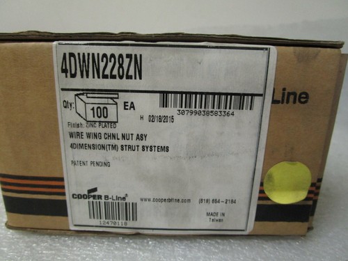 Qty (100) Cooper B-Line 4DWN228ZN Wire Wing CHNL NUT ASY 4Dimension Strut System - Picture 2 of 2