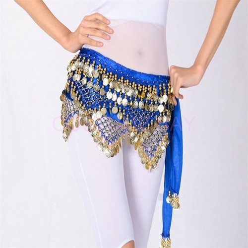 268 Coins Velvet Belly Dance Dancing Belt Hip Scarf Wrap Tribal Sash Skirt AU - Bild 4 von 14