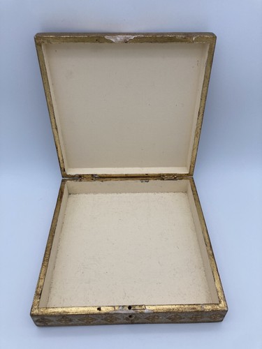 Scatola Fiorentina Vintage 11,5" Piccioni Bagno Acqua Dorata Maschere Teatrali Italia - Foto 7 di 15
