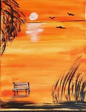 “Sunset” Painting on a canvas. hand painted.