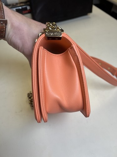 Chanel Peach Lambskin Small Boy Bag - Picture 4 of 7