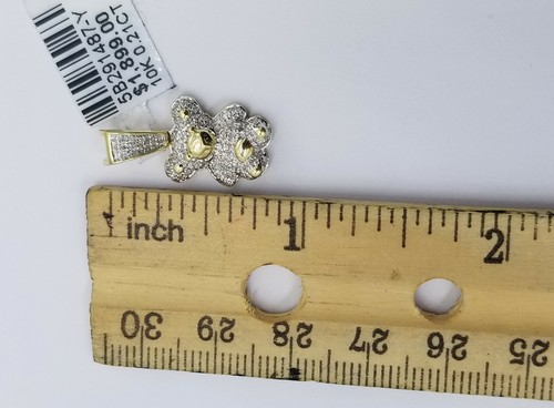 Genuine Diamonds 10k Yellow Gold Teddy Bear Charm Toy Doll Pendant Real 0.21CT - Picture 4 of 8