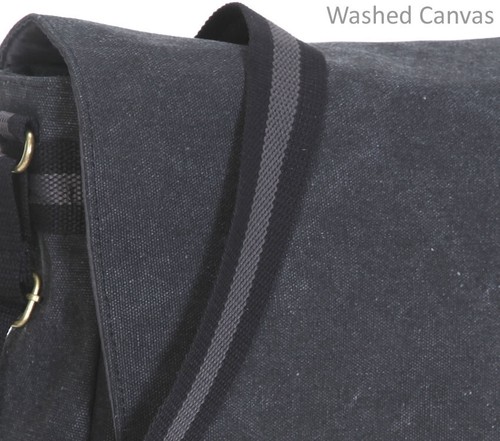 Tasche Herren Schultertasche Spear A4 Kuriertasche Canvas Canvastasche Schwarz - Bild 6 von 12