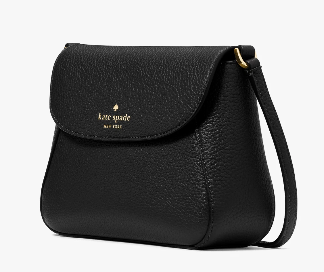 Nuova borsa a tracolla Kate Spade Monica Mini Flap in pelle di ciottoli nera con sacchetto antipolvere