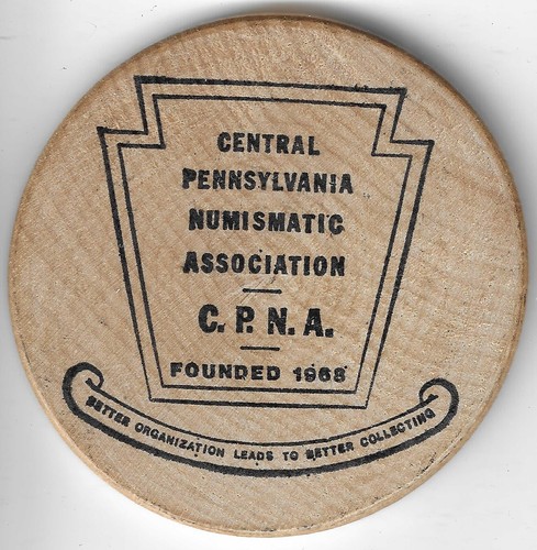 1985, CPNA Coin Show, Lancaster, Pennsylvania, Medaille, Souvenir 2" Wooden Dollar - Bild 2 von 2