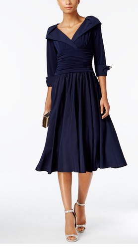 Abito ELIZA J Navy stile NY anni 50 FLARE midi taglia small cocktail madre sposa - Foto 3 di 15