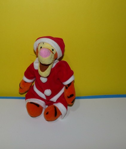 8" Disney Winnie The Pooh Tigger Christmas Santa Suit Bean Plush Stuffed Animal