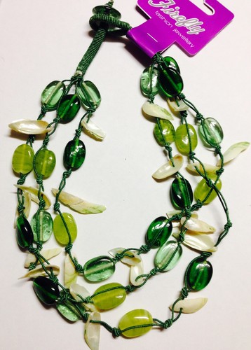 Handmade Necklace, Shell Rope Beaded, Green, Choker, Multi-strand Necklace - Picture 11 of 11