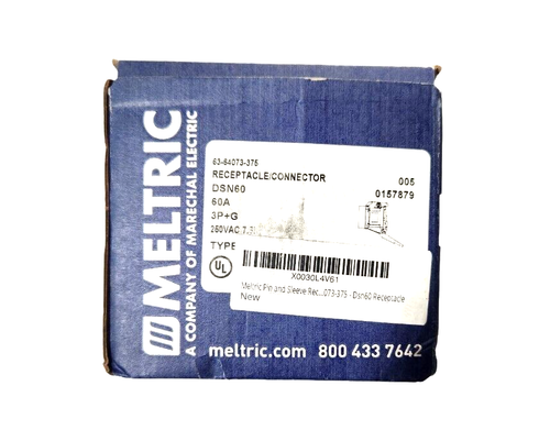 Meltric 63-64073-375 DSN60 RECEPTACLE POLY SIZE 3 TYPE 4X IP 69 3P+G 60A 250 VAC - Picture 9 of 9