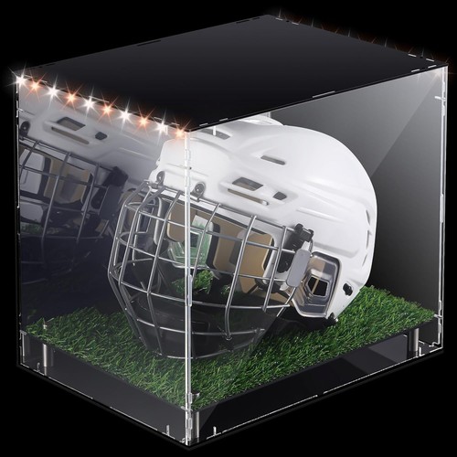 Helmet Display Case Full Size Acrylic Mirrored Turf & LED Light Riddell Football - Picture 2 of 11