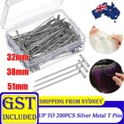UP TO 200PCS Silver Metal T Pins 32/38/55mm Modelling Crafts Sewing Macrame Wigs