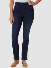 Gloria Vanderbilt Womens Blue Pull On Amanda Slim-Straight Jeans Pants Size 6.