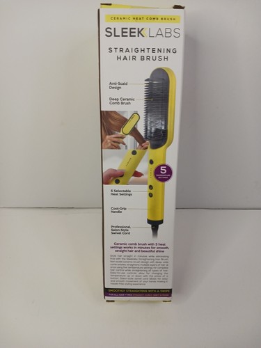 Sleek Labs Ceramic Hair Straightening Blow Dry Brush 5 Selectable Heat Settings - Picture 4 of 5