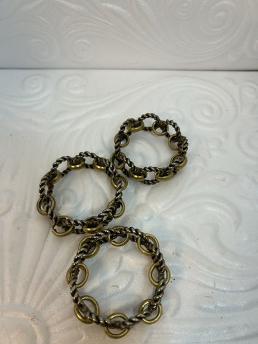 Vintage Brass 3 Napkins Rings Holders Replacement - Picture 3 of 15