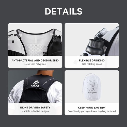KAILAS FUGA AIR 8L Ⅳ Running Hydration Vest Pack Lightweight 2 Bladders (Large) - Picture 5 of 6