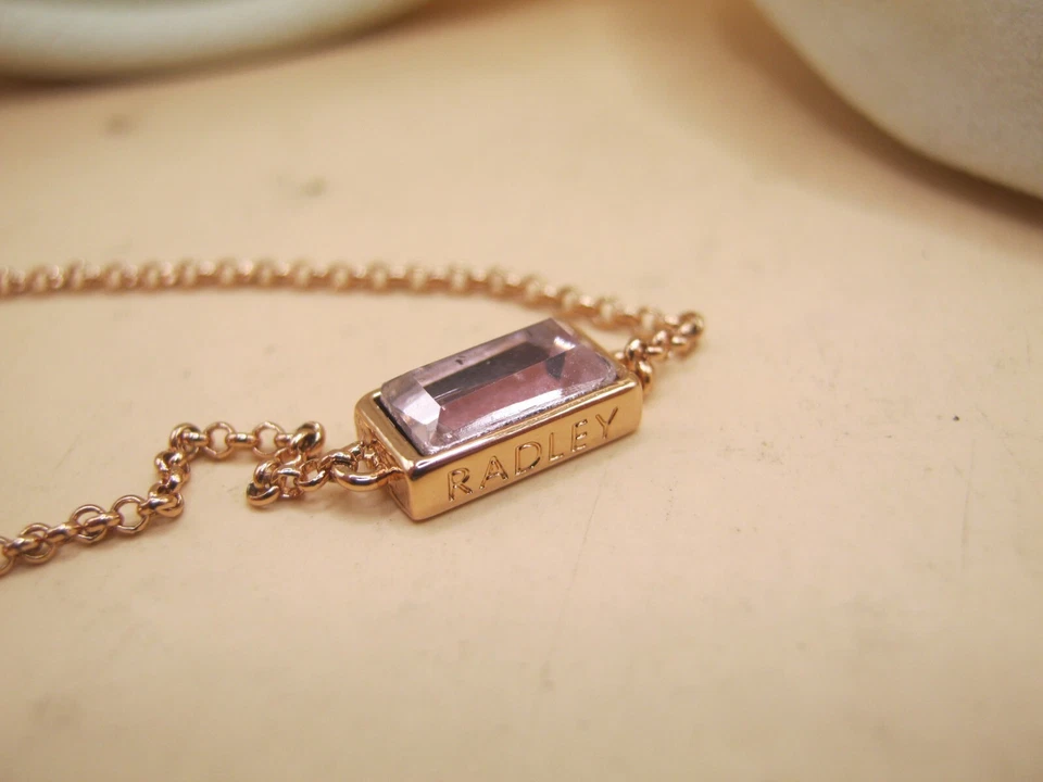 Vintage Auténtico Radley Rocks Color Oro Rosa Collar Pulsera Caja y Papel Foto 3 de 4