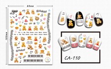 Nail art 3D stickers decal pink hearts bears notes love CA110