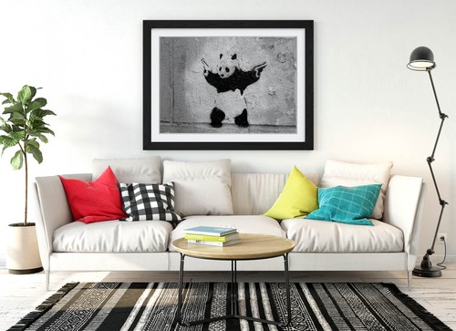 BANKSY SHOOTING PANDA GRAFFITI ARTWORK -FRAMED WALL ART POSTER PAPER PRINT - Picture 4 of 10