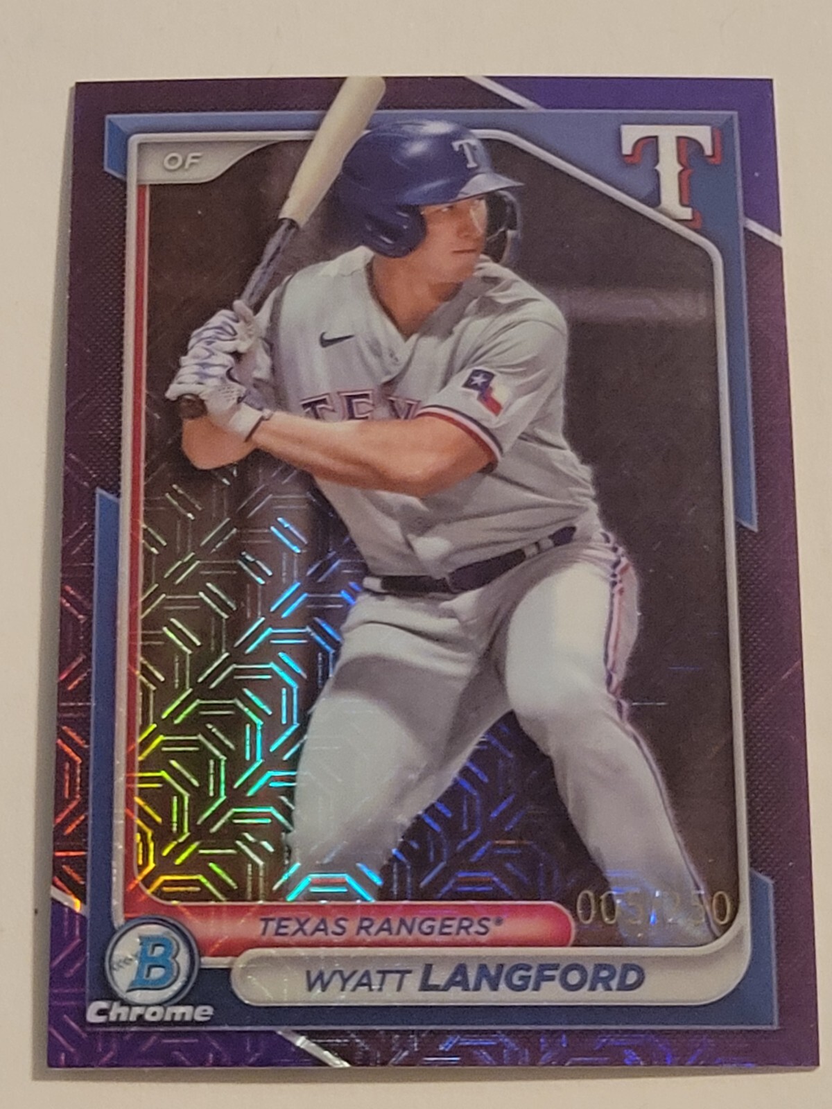 2024 Bowman - Chrome Prospects Purple Mojo #BCP-64 Wyatt Langford /250 (RC)