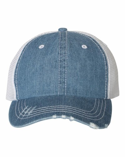Mega Mens Low Profile Cotton Hat Mesh Ball Cap Herringbone Unstructured Trucker - Picture 56 of 59