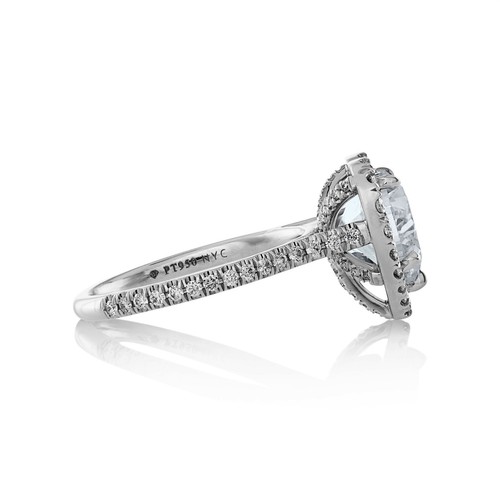 GIA shy 4.0ctw HEART Shaped Diamond Halo Estate Vintage Engagement Platinum Ring - Picture 3 of 13