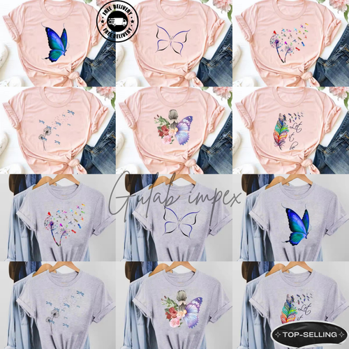 Women’s Dandelion & Dragonfly Graphic T-Shirt – Trendy Casual Fashion Tee