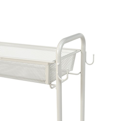 Slim 3-Shelf Rolling Bathroom Organization Cart with 2 Hooks Wheels Organizer - Picture 4 of 12