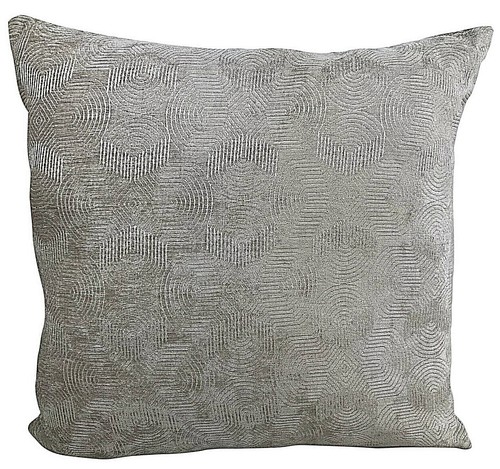 Set of 4 Cushion Covers Silver Quality Luxury Chenille Fabric Geometric 18x18 In - Picture 4 of 10