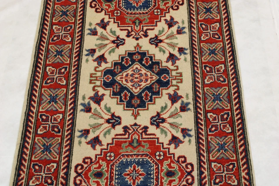 Tinte vegetal kazajo afgano anudado a mano tradicional corredor de lana 2'9" x 9'12" pies Foto 4 de 4