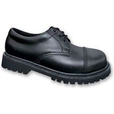 Brandit Phantom Boots 3-Loch 9001 Rangers Leder Schuhe mit Stahlkappe Schwarz