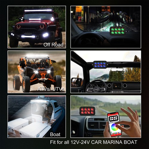 Wireless Bluetooth 8 Gang Switch Panel RGB Circuit Control System LED Light Bar - Picture 12 of 12