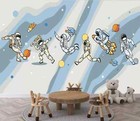 Kids Room Astronaut Basketball Wallpaper Mural Removeable Washable Peel & Stick