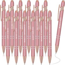 Inspirational Motivational Pens Bulk 12 Pack with Stylus Tip Rose Gold