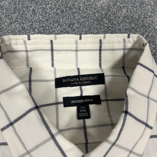 Banana Republic Shirt Mens XXL Luxe Flannel Button Up Untucked Slim Fit - Picture 3 of 8