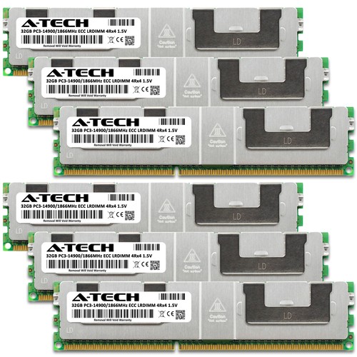 A-Tech 192GB 6x 32GB 4Rx4 PC3-14900 DDR3 1866 MHz ECC LRDIMM Server Memory RAM - Picture 2 of 5