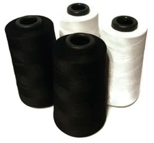4 Pcs. 6000 Each Yards Sewing Machine Polyester Thread Cones  2 Black 2 white