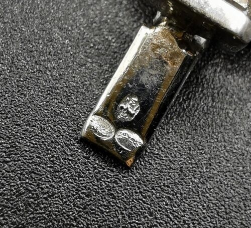 Bracciale flessibile in oro bianco con motivo centrale zaffiro e diamanti 24,4g - Foto 8 di 9