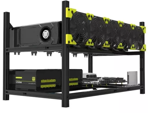 Veddha V4C 6-GPU Mining Case Aluminium Mining Rig Open Air Frame Case - Bild 1 von 9