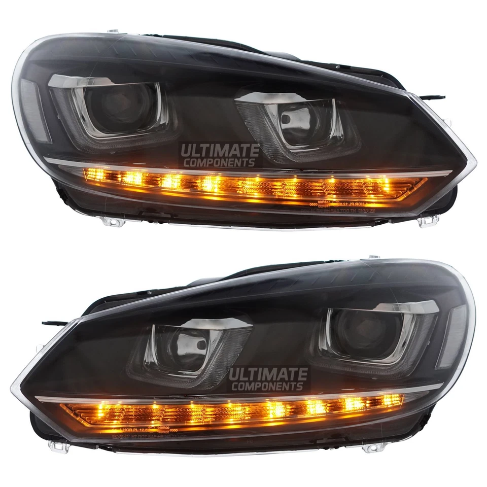 VW Golf MK6 2009-2013 LED DRL Headlights Sequential Indicators Xenon look Style - Image 3 of 4