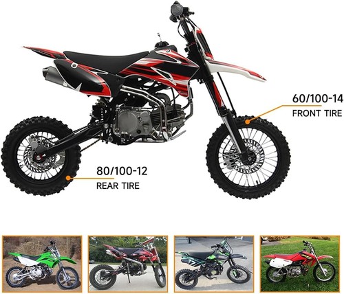 60/100-14 & 80/100-12 Off-Road Tire and Tube Kit for Dirt Bikes - Durable Rubber - Picture 4 of 11